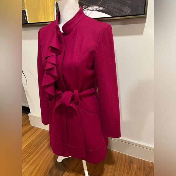 Emmelee ruffle trenchcoat jacket size small  - Picture 2 of 9